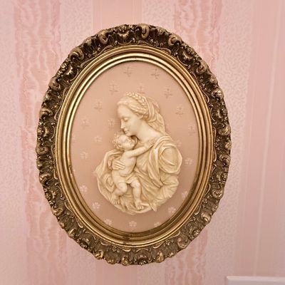 Madonna and Child Della Robbia Style Oval Wall Plaque