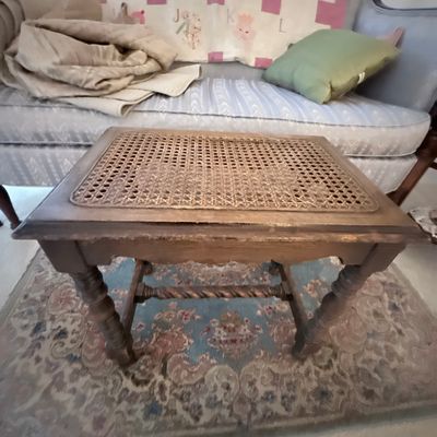 Vintage Barley Twist Cane Top Side Table