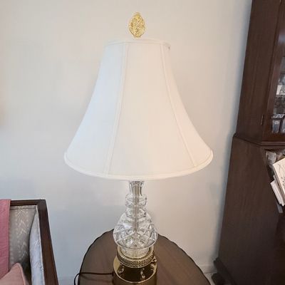 Waterford Crystal Table Lamp with Brass Base