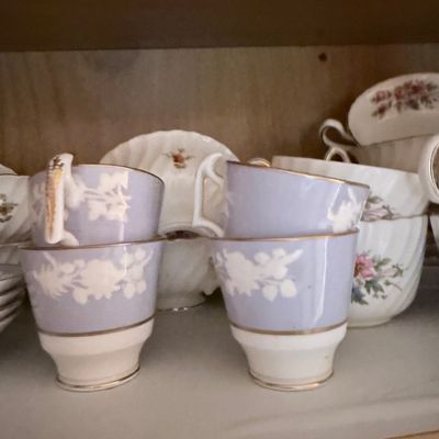 Spode Maritime Rose Blue Teacup and Saucer