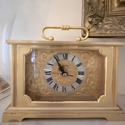 Vintage Linden Tempus Fugit Carriage Clock