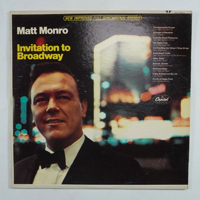 Sale Photo Thumbnail #318: Matt Monro, Invitation to Broadway Vinyl LP, Capitol Records