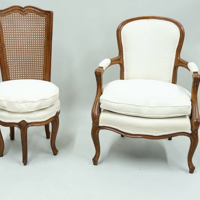 Sale Photo Thumbnail #66: Louis XV Style Fruitwood White Upholstered Fauteuil