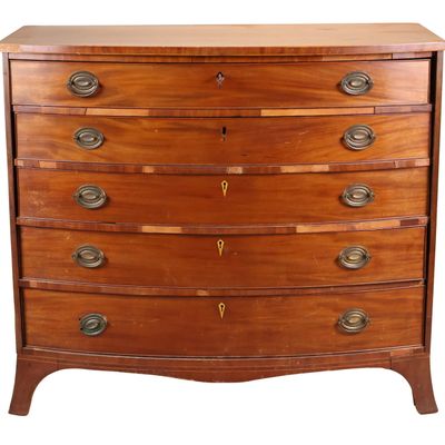 Sale Photo Thumbnail #37: Federal Inlaid Mahogany Bowfront Chest of Drawers
