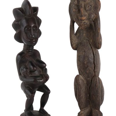 Sale Photo Thumbnail #374: Two African Style Carved Hardwood Figures