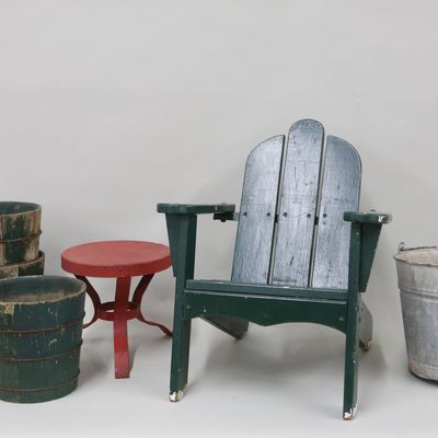 Sale Photo Thumbnail #228: Vintage Green Painted Childs Adirondack Style Chair