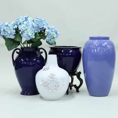 Sale Photo Thumbnail #298: Vintage Cobalt Blue Double Handled Urn Form Vase