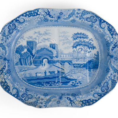 Sale Photo Thumbnail #187: Staffordshire Blue Transferware Well and Tree Platter