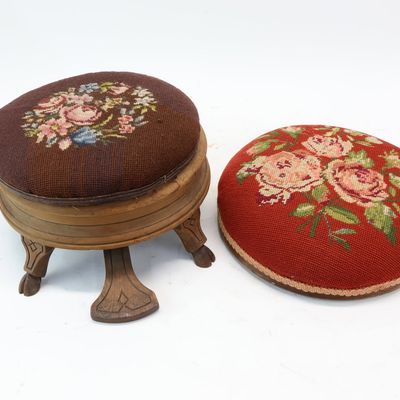 Sale Photo Thumbnail #222: Victorian Needlepoint Upholstered Foot Stool