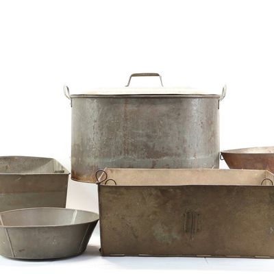 Sale Photo Thumbnail #158: Group of Assorted Iron Hearth Cookware