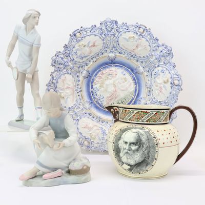 Sale Photo Thumbnail #197: Antique Hugo Lonitz Blue and White Charger
