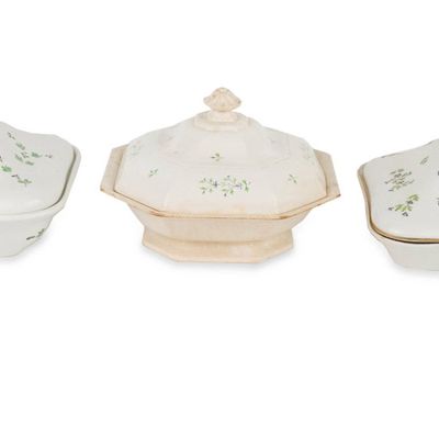 Sale Photo Thumbnail #177: Three Floral Decorated Covered Vegetable Dishes