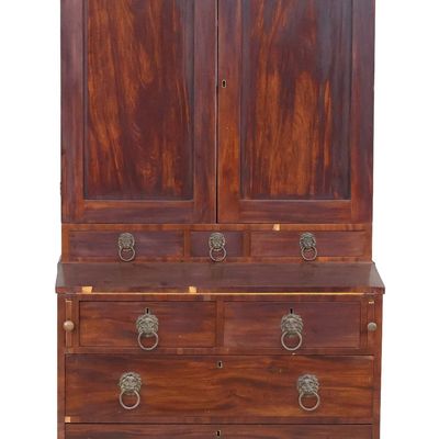 Sale Photo Thumbnail #56: Antique Classical Figured Mahogany Bookcase
