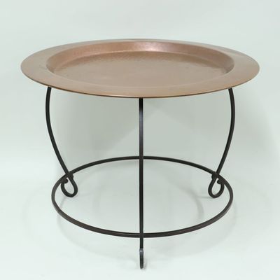 Sale Photo Thumbnail #52: Hammered Copper Inset Top Occasional Table