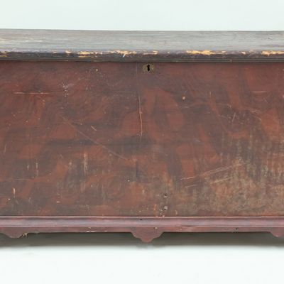 Sale Photo Thumbnail #126: Antique American Primitive Dowry Chest
