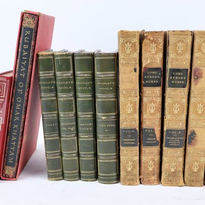 Sale Photo Thumbnail #394: Five Antique Volumes of Lord Byrons Works 1825