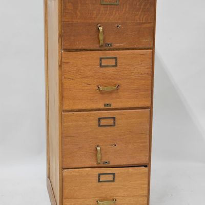 Sale Photo Thumbnail #45: Antique Oak Four Drawer Filing Cabinet