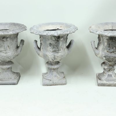 Sale Photo Thumbnail #149: Three Painted Fiberglass Handled Urn-Form Planters