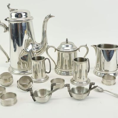 Sale Photo Thumbnail #316: Group of English Pewter Table Articles