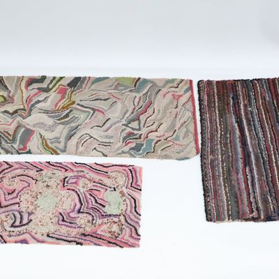 Sale Photo Thumbnail #236: Group of Assorted Hooked and Braided Rugs