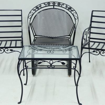 Sale Photo Thumbnail #150: Pair of Iron Scrollwork Decorated Armchairs