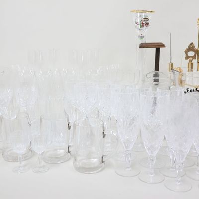 Sale Photo Thumbnail #326: Large Group of Assorted Colorless Glass Barware