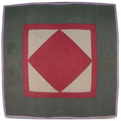 Sale Photo Thumbnail #349: Amish "Diamond in Square" Hand-Stitched Quilt
