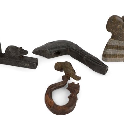Sale Photo Thumbnail #371: Carved Stone Bird Form Effigy Pipe