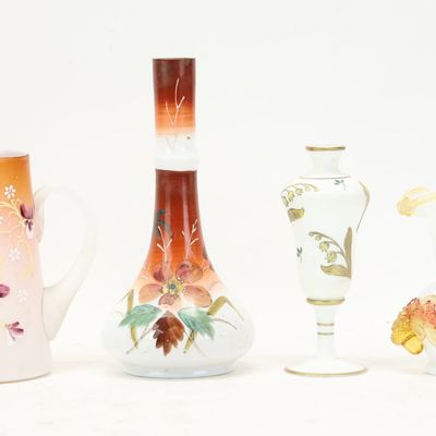 Sale Photo Thumbnail #267: Stevens & Williams Acorn Vase and a Peachblow Glass Pitcher