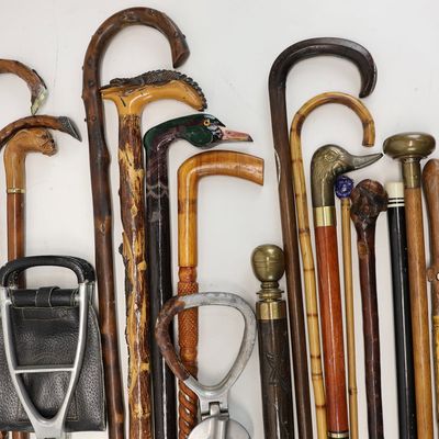 Sale Photo Thumbnail #307: Vintage Group of 19 Assorted Walking Canes