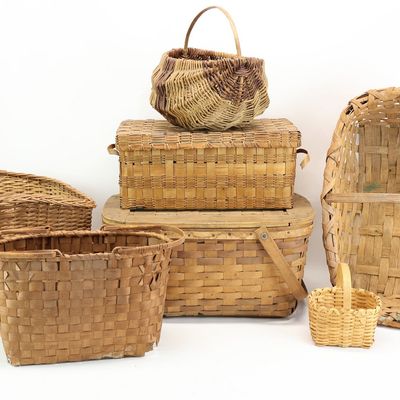 Sale Photo Thumbnail #156: Group of Native American Splint Woven Baskets