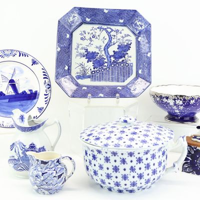Sale Photo Thumbnail #320: Group of Blue and White Porcelain Table Articles