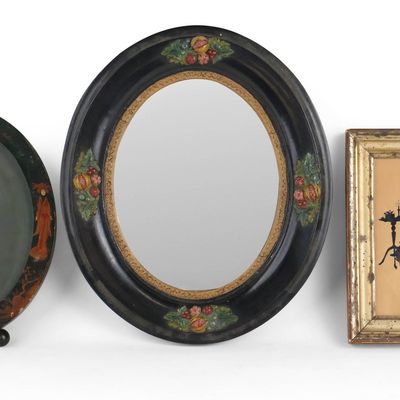 Sale Photo Thumbnail #184: Painted Fruit-Decorated Oval Mirror