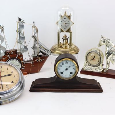 Sale Photo Thumbnail #232: Group of Assorted Mantle and Desk Clocks
