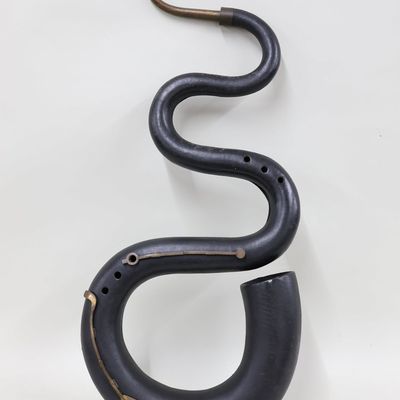 Sale Photo Thumbnail #164: Vintage Leather Wrapped Serpent Wind Instrument