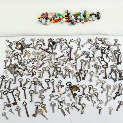 Sale Photo Thumbnail #210: Vintage Group of Assorted Marbles and Keys