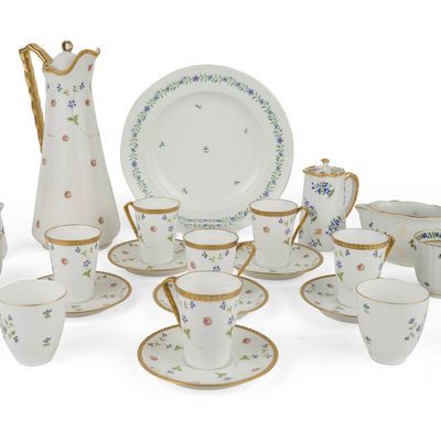 Sale Photo Thumbnail #176: Limoges Floral Decorated Teacups and Saucers
