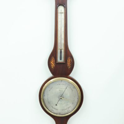 Sale Photo Thumbnail #82: Antique Scottish Mahogany Inlaid Barometer