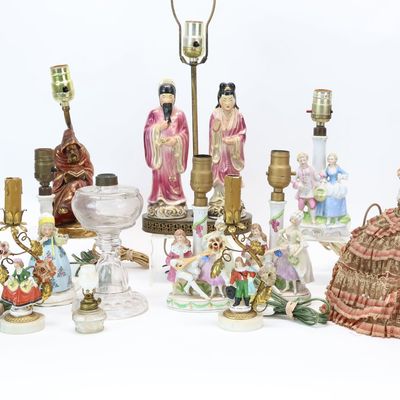 Sale Photo Thumbnail #240: Group of Assorted Vintage Figural Lamps