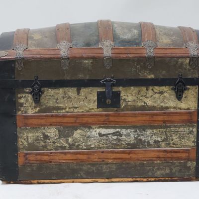 Sale Photo Thumbnail #96: Antique Victorian Dome Top Steamer Trunk
