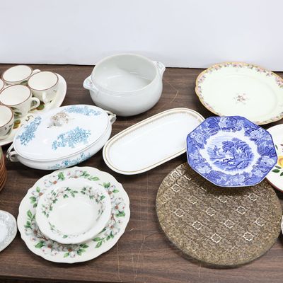 Sale Photo Thumbnail #246: Group of Assorted Serving Trays, Plates and Bowls