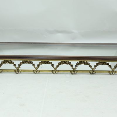 Sale Photo Thumbnail #99: Custom Glass Inset Brass Mounted Wall Mounted Table