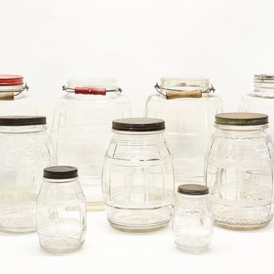 Sale Photo Thumbnail #341: Group of Nine Assorted Colorless Glass Pickle Jars