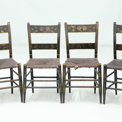 Sale Photo Thumbnail #108: Set of Four Antique Stencil Decorated Hitchcock Side Chairs