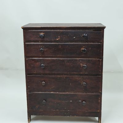 Sale Photo Thumbnail #125: American Primitive Tall Chest of Drawers