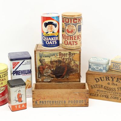 Sale Photo Thumbnail #346: Group of Assorted Kitchen Tins and Advertising