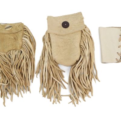 Sale Photo Thumbnail #385: Two Fringed Leather Medicine Bags