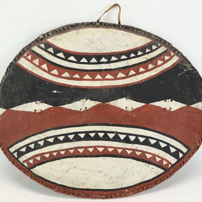 Sale Photo Thumbnail #386: Vintage Maasai Leather Hide African Shield