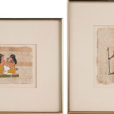 Sale Photo Thumbnail #369: Two Egyptian Papyrus Paintings