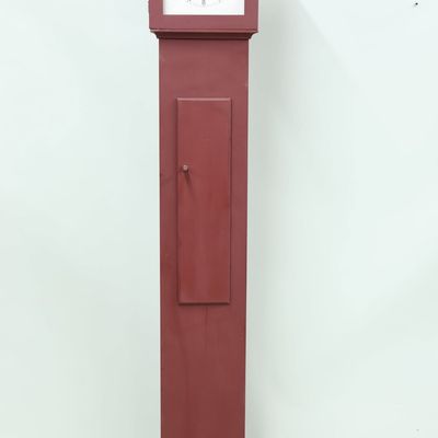 Sale Photo Thumbnail #132: Vintage Shaker Style Red Painted Tall Case Clock